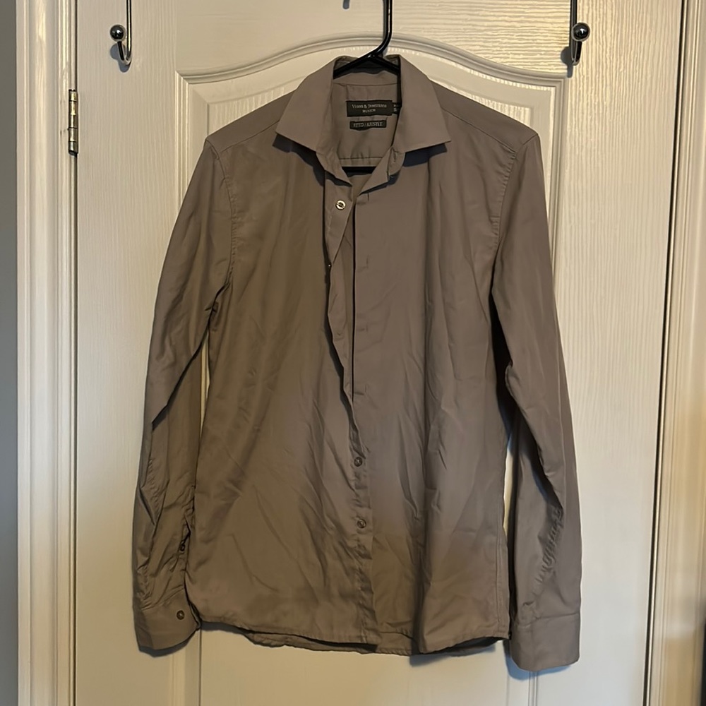 Vroom & Dreesmann Light Grey Small Men's Dress Shirt